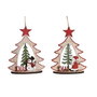 DKD Home Decor Decoración Colgante de Madera Árbol Surtido de 2 Unidades