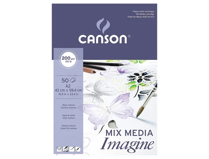 Canson Bloc Dibujo Multitécnicas Imagine DIN A2 Liso 50 Hojas 200 gr/m² 42x59.4 cm
