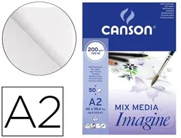 Canson Bloc Dibujo Multitécnicas Imagine DIN A2 Liso 50 Hojas 200 gr/m² 42x59.4 cm