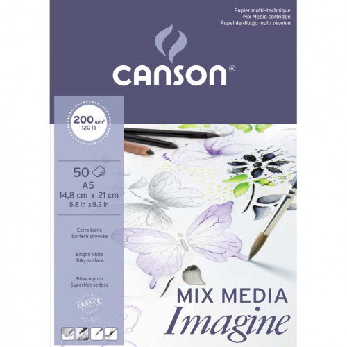Canson Bloc de dibujo multitécnicas Imagine DIN A2, 50 hojas, 200 g/m²