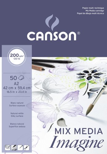 Canson Bloc de dibujo multitécnicas Imagine DIN A2, 50 hojas, 200 g/m²