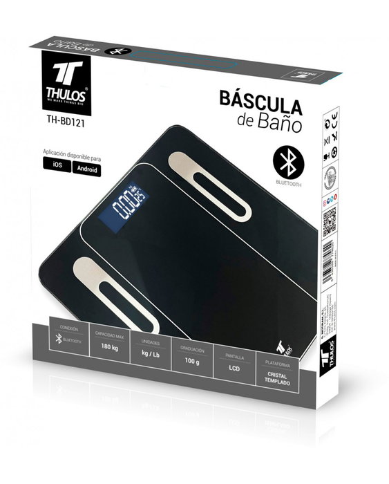 Thulos Báscula de baño TH BD121, carga máxima 180 kg, app para iOS y Android Thulos Báscula de baño TH BD121, carga máxima 180 kg, app para iOS y Android