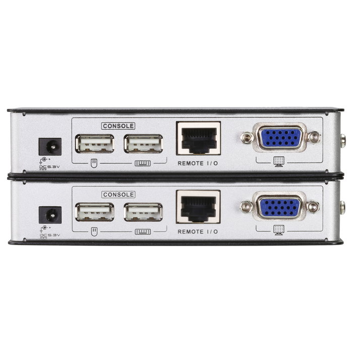 ATEN CE700A Extensor KVM por Cable Cat 5e VGA USB hasta 150 Metros Transmisor y Receptor Resoluciones hasta 1920x1200 Negro Gris