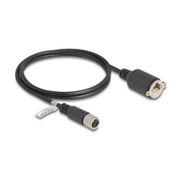 DeLOCK Cable M12 X-codificado 8 Pin Hembra a RJ45 Hembra Cat.6A S/FTP 1 m Negro