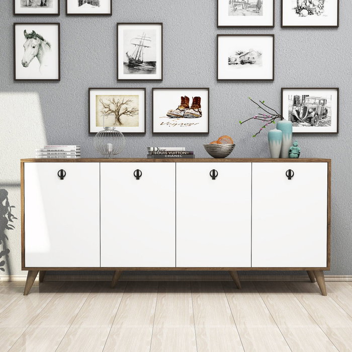 Hanah Home Consola 1612 Bohemio Nogal y Blanco Tablero Partículas Melaminado 180x80x45 cm Hanah Home Consola 1612 Bohemio Nogal y Blanco Tablero Partículas Melaminado 180x80x45 cm