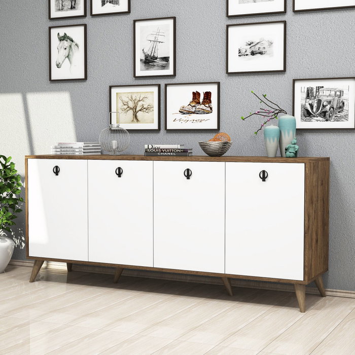 Hanah Home Consola 1612 Bohemio Nogal y Blanco Tablero Partículas Melaminado 180x80x45 cm Hanah Home Consola 1612 Bohemio Nogal y Blanco Tablero Partículas Melaminado 180x80x45 cm