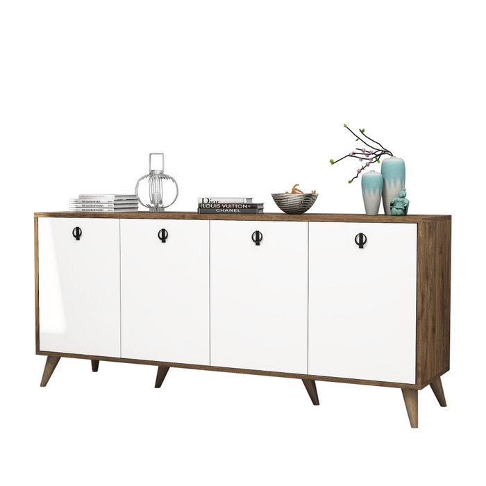 Hanah Home Consola 1612 Bohemio Nogal y Blanco Tablero Partículas Melaminado 180x80x45 cm Hanah Home Consola 1612 Bohemio Nogal y Blanco Tablero Partículas Melaminado 180x80x45 cm