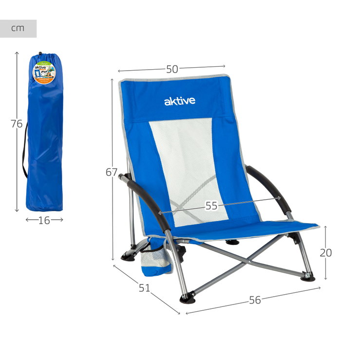 Aktive Silla plegable de tela para playa azul