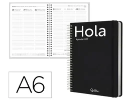 Liderpapel Agenda Oficina 2027 Espiral Classic Semana Vista A6 Bilingüe Negro
