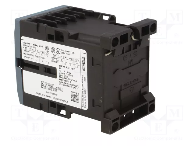 SIEMENS 3RT2016-1AB01 Contactor 3-polar 9A 24VAC