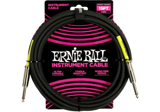 Ernieball Cable Instrumento Jack-Jack SS 4,57 Metros Negro