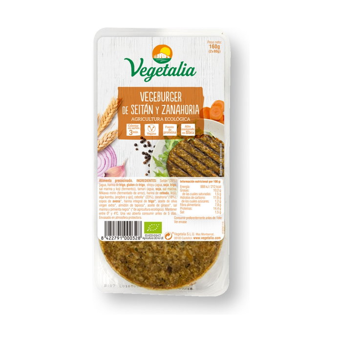 Vegetalia Hamburguesa Seitan y Zanahoria Bio Pack 2 uds 160g Vegetalia Hamburguesa Seitan y Zanahoria Bio Pack 2 uds 160g