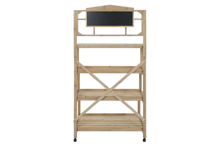 DKD Home Decor Estanteria Terraza Y Jardin 68 x 192 x 98 cm, 4 Estantes, Natural, Negro, Abeto, Pizarra