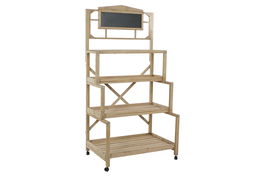 DKD Home Decor Estanteria Terraza Y Jardin 68 x 192 x 98 cm, 4 Estantes, Natural, Negro, Abeto, Pizarra