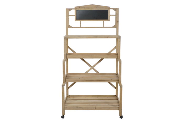 DKD Home Decor Estanteria Terraza Y Jardin 68 x 192 x 98 cm, 4 Estantes, Natural, Negro, Abeto, Pizarra