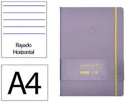 Antartik Cuaderno A4 Tapa Dura Hojas Rayas Morado y Amarillo 100 Hojas 80gr FSC