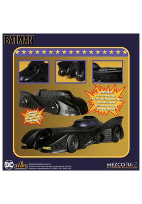 Mezco Toyz - Figura Batman 1989 con Batmóvil 5 Points - Batmobile compatible figuras 9,5 cm - DC Universe