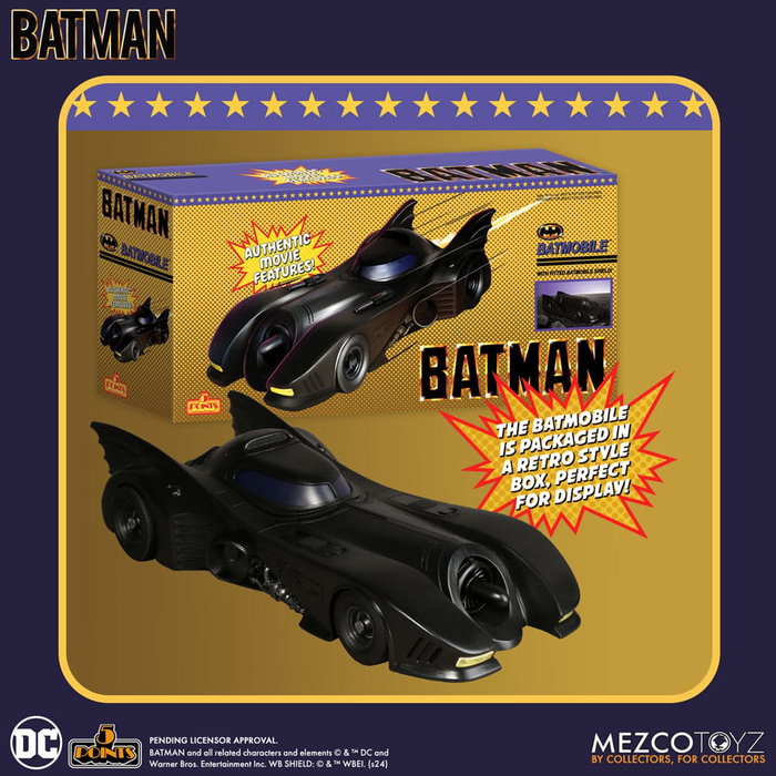 Mezco Toyz Batmobile Batman 1989 5 Points DC Universe