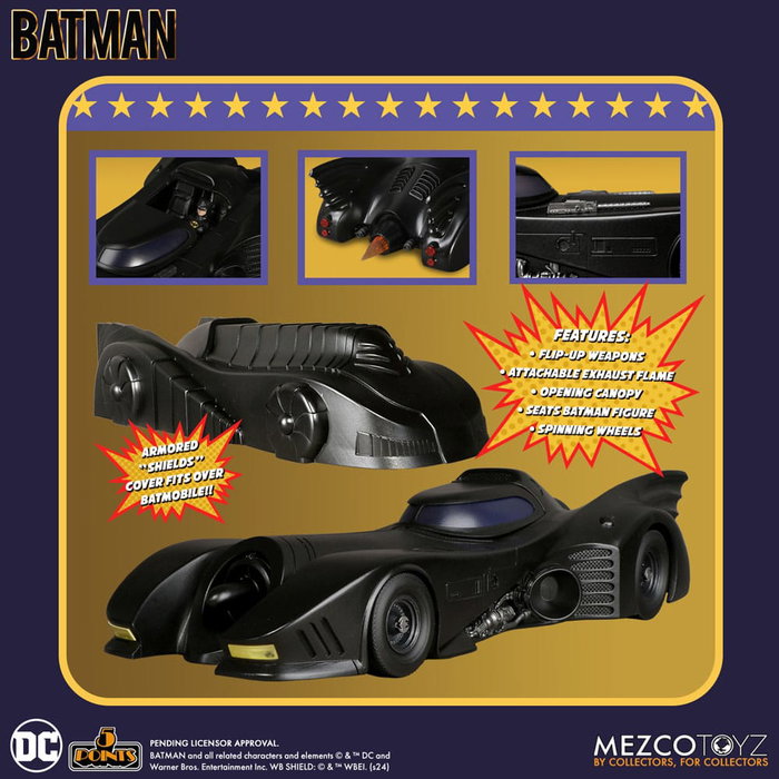 Mezco Toyz Batmobile Batman 1989 5 Points DC Universe