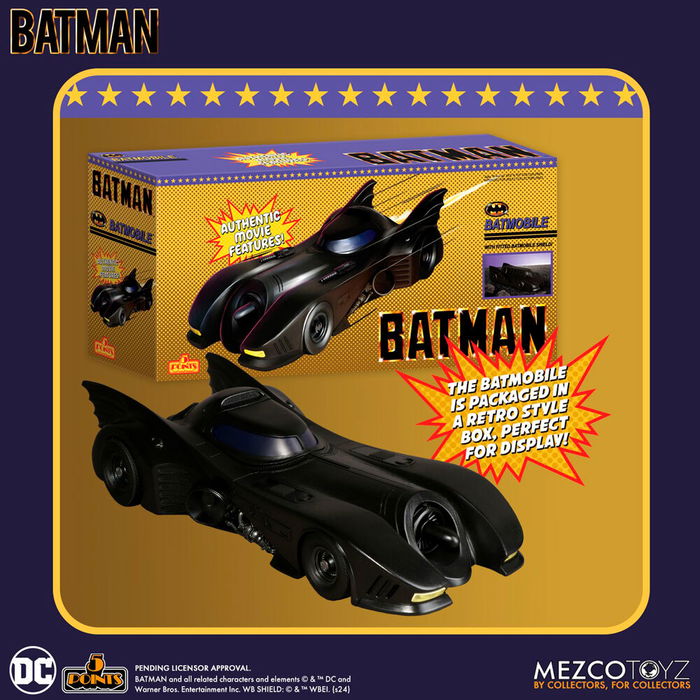 MEZCO TOYZ Batmobile Batman 1989 Universe DC Comics Figura con Armas Desplegables y Cabina Deslizante MEZCO TOYZ Batmobile Batman 1989 Universe DC Comics Figura con Armas Desplegables y Cabina Deslizante