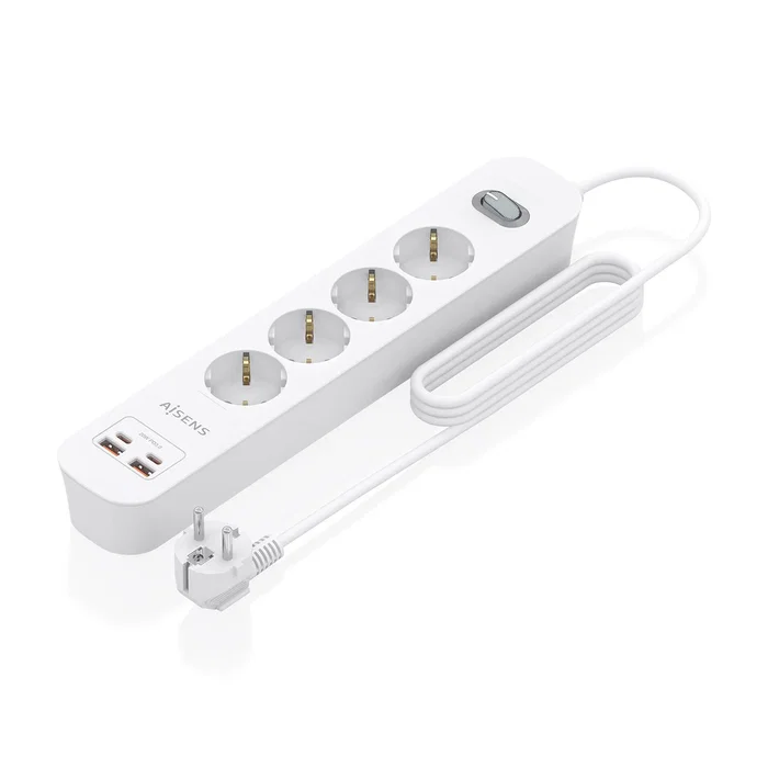 Aisens Regleta de Enchufes Multifunción 4 Tomas + 2 USB-C + 2 USB-A Blanco ASPS-2A2C12-W Aisens Regleta de Enchufes Multifunción 4 Tomas + 2 USB-C + 2 USB-A Blanco ASPS-2A2C12-W