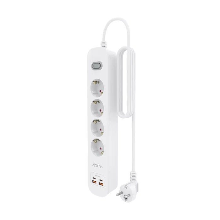 Aisens Regleta de Enchufes Multifunción 4 Tomas + 2 USB-C + 2 USB-A Blanco ASPS-2A2C12-W Aisens Regleta de Enchufes Multifunción 4 Tomas + 2 USB-C + 2 USB-A Blanco ASPS-2A2C12-W