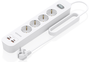 Aisens Regleta ASPS-2A2C12-W con 4 Tomas Schuko, 2 USB-C y 2 USB-A, Blanco
