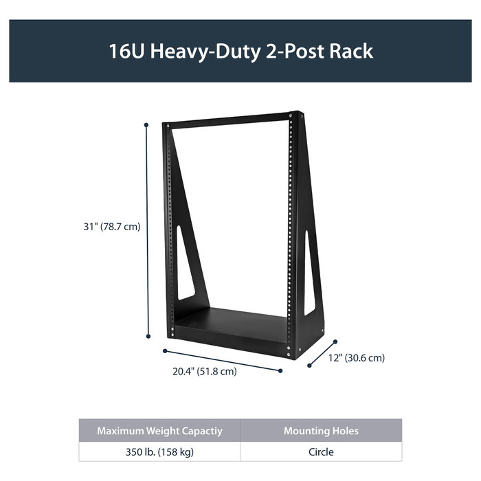StarTech Rack Abierto de 2 Columnas para Servicio Pesado 16U