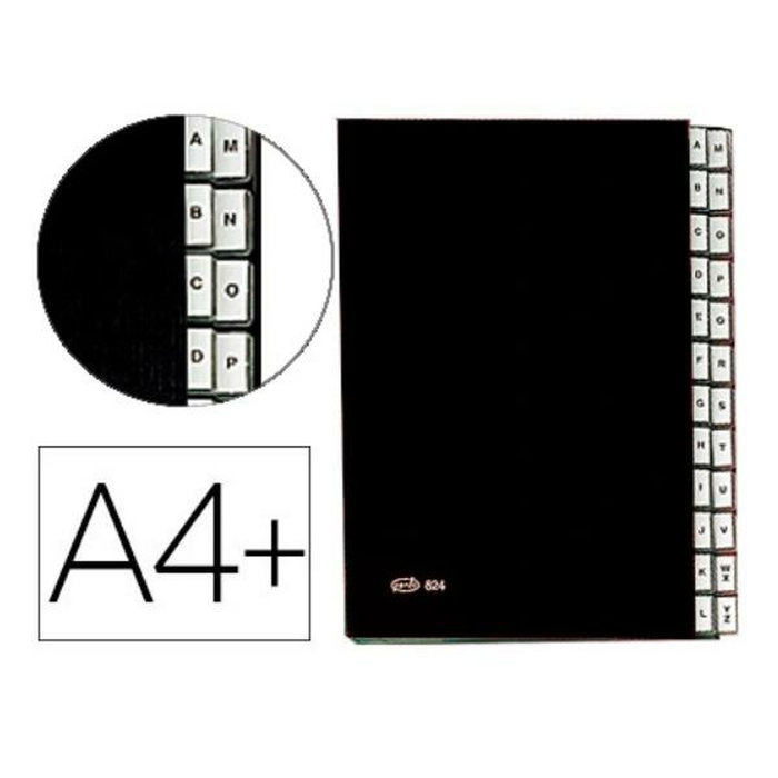 Pardo Carpeta clasificadora fuelle pardo carton compacto folio 24 departamentos visor doble personalizables negro