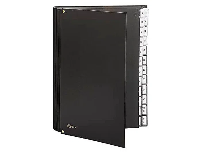 Pardo Carpeta Clasificadora Fuelle Cartón Compacto Folio 24 Departamentos Visor Doble Personalizables Color Negro