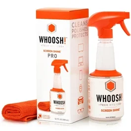 Whoosh Kit Limpiador de Pantallas WSH005 - Spray 500ml + Paño Microfibra 35x35cm para Limpieza Profesional Sin Olor, Vegano