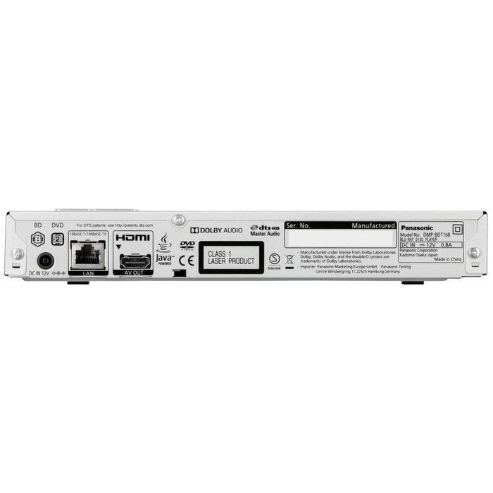Panasonic DMP-BDT168EG Reproductor de Blu-Ray Plata Panasonic DMP-BDT168EG Reproductor de Blu-Ray Plata