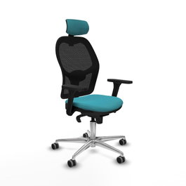 PIQUERAS Y CRESPO Silla de oficina Jorquera con mecanismo Sincro, Tela Turquesa y Malla Negra
