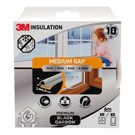 3M Burlete de Aislamiento Premium, Mediano para Huecos de 2 a 4.5 mm, Aislante Térmico y Acústico, Antipolvo y Viento, Blanco, 6 Metros