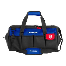 Workpro Bolsa de herramientas con cremallera, base impermeable y correa ajustable, 42 x 24 x 25 cm, poliéster 840D, 20 bolsillos