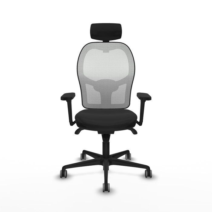 PIQUERAS Y CRESPO Silla de oficina Jorquera con mecanismo Sincro, Similpiel Negro y Malla Blanco