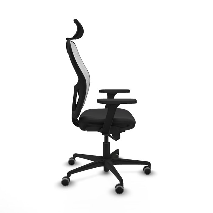 PIQUERAS Y CRESPO Silla de oficina Jorquera con mecanismo Sincro, Similpiel Negro y Malla Blanco