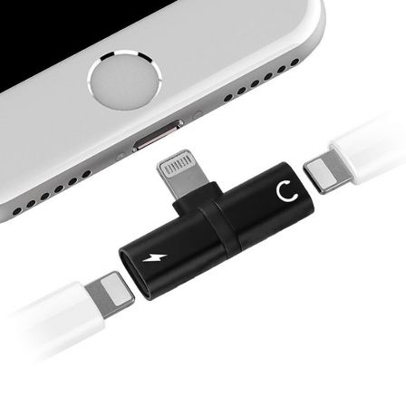 Myway MWADP0002 Splitter Carga y Música Lightning Macho - USB Macho para iPhone, Permite Cargar y Escuchar Audio Simultáneamente con Auriculares Lightning