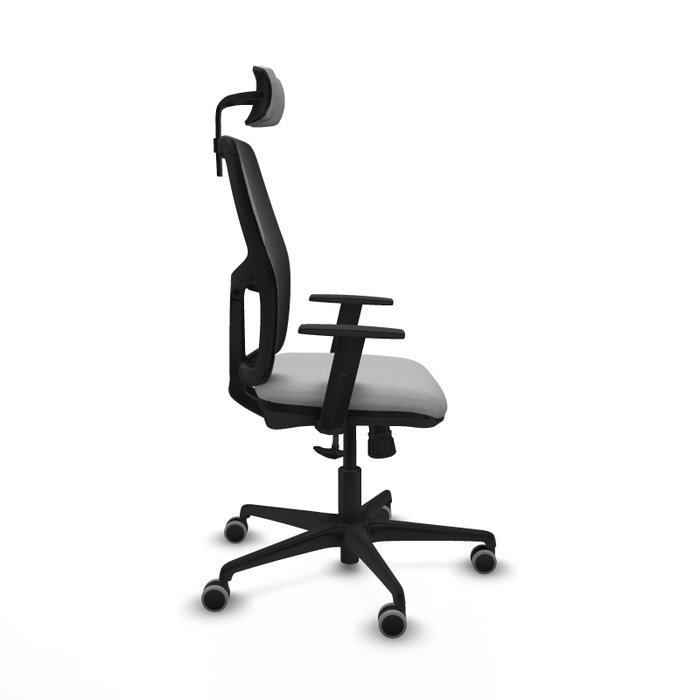 PIQUERAS Y CRESPO Silla de oficina Alfera Gris claro y Negro con mecanismo Sincro, lumbar 1D, brazos 1D y cabecero 2D