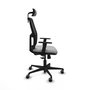 PIQUERAS Y CRESPO Silla de oficina Alfera Gris claro y Negro con mecanismo Sincro, lumbar 1D, brazos 1D y cabecero 2D