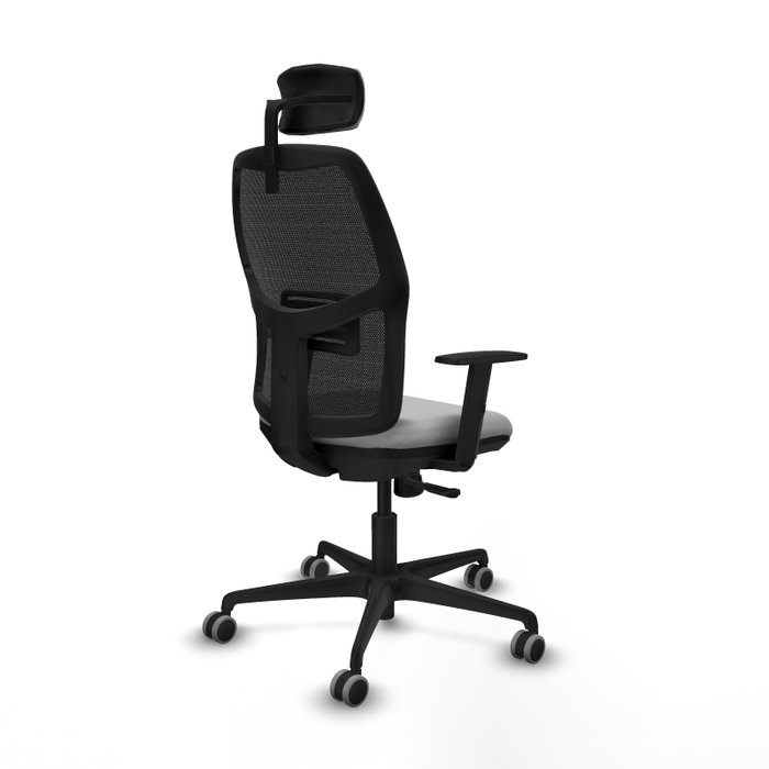 PIQUERAS Y CRESPO Silla de oficina Alfera Gris claro y Negro con mecanismo Sincro, lumbar 1D, brazos 1D y cabecero 2D