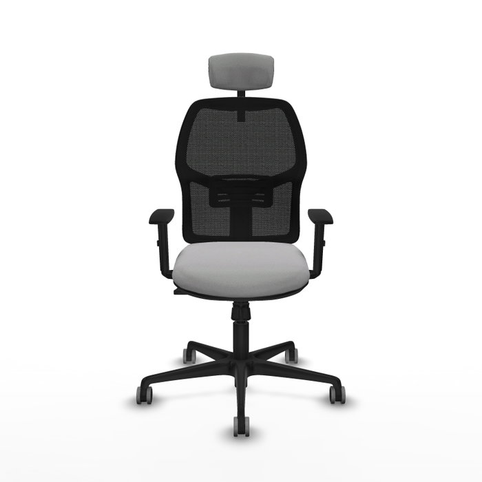 PIQUERAS Y CRESPO Silla de oficina Alfera Gris claro y Negro con mecanismo Sincro, lumbar 1D, brazos 1D y cabecero 2D