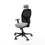 PIQUERAS Y CRESPO Silla de oficina Alfera Gris claro y Negro con mecanismo Sincro, lumbar 1D, brazos 1D y cabecero 2D