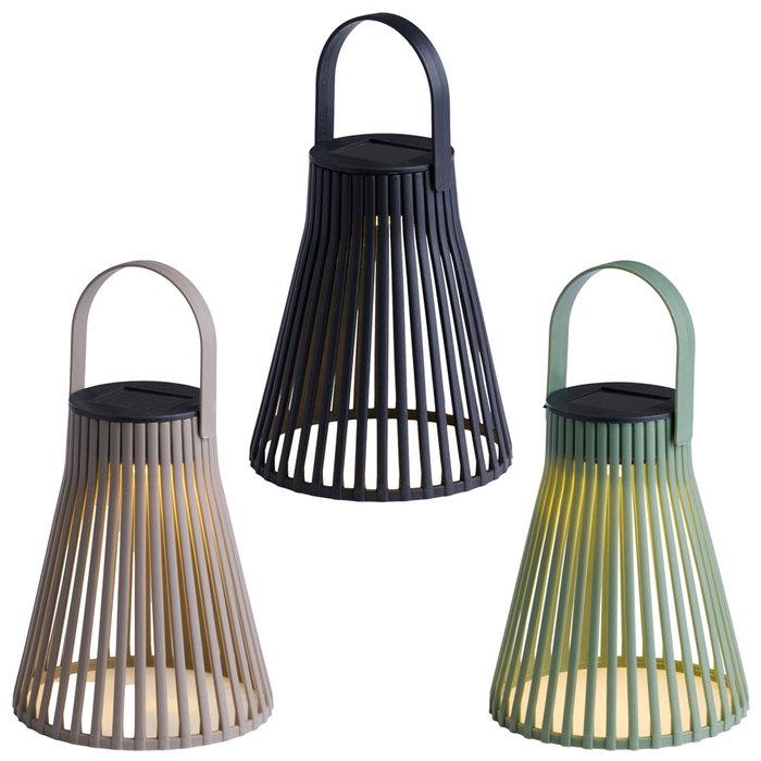 Outfit Farolillo Solar para Exterior, Diámetro 11.5 cm Altura 14 cm, Luz LED Automática, Colores Surtidos (Arena, Verde, Negro)