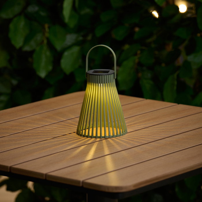 Outfit Farolillo Solar para Exterior, Diámetro 11.5 cm Altura 14 cm, Luz LED Automática, Colores Surtidos (Arena, Verde, Negro)