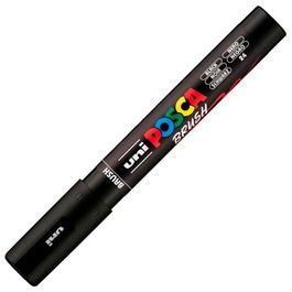 POSCA Marcador Brush PC-5BR Punta M Semiflexible Negro 1-4mm Base Agua para Todas las Superficies