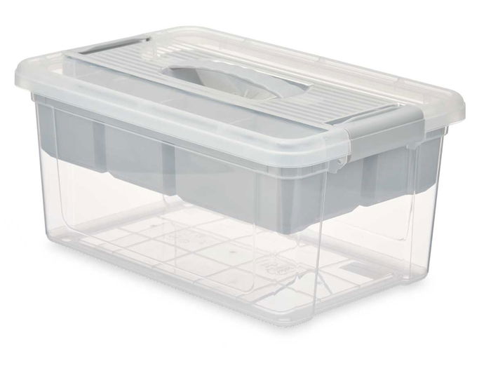 Kipit Organizador Plástico 9 L Bandeja Gris Transparente 35.5 x 17 x 23.5 cm (Set de 6)