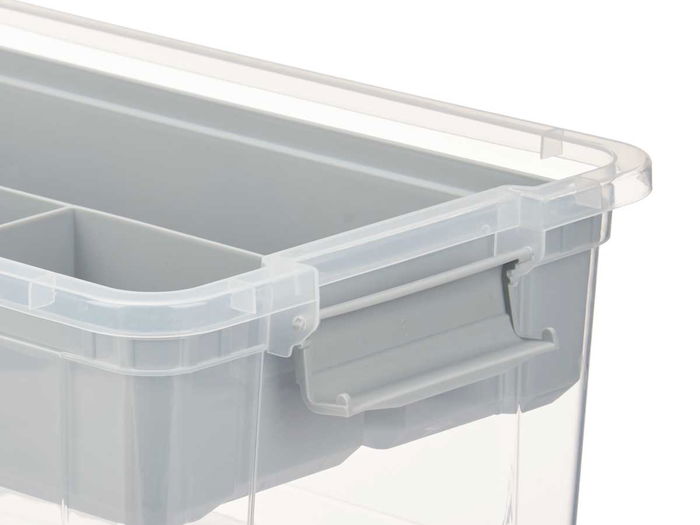 Kipit Organizador Plástico 9 L Bandeja Gris Transparente 35.5 x 17 x 23.5 cm (Set de 6)