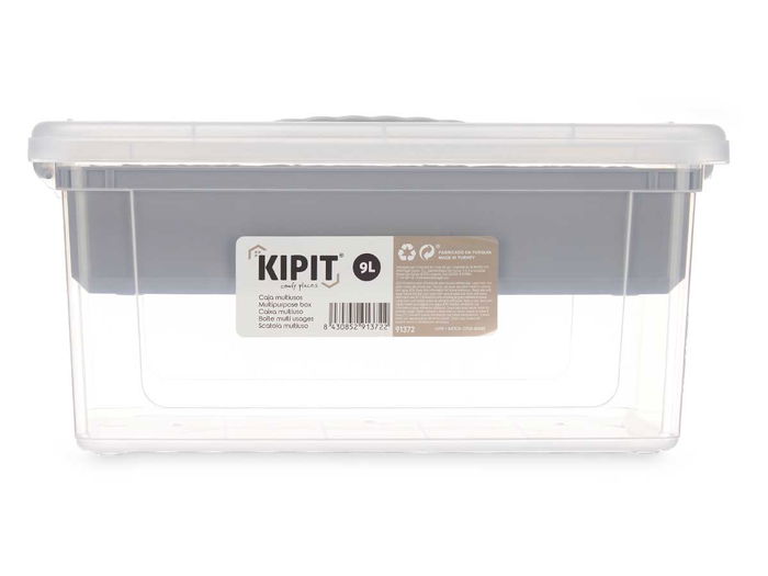 Kipit Organizador Plástico 9 L Bandeja Gris Transparente 35.5 x 17 x 23.5 cm (Set de 6)