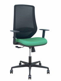 PIQUERAS Y CRESPO Silla Mardos con Mecanismo Sincro, Malla Negra y Asiento Verde Esmeralda